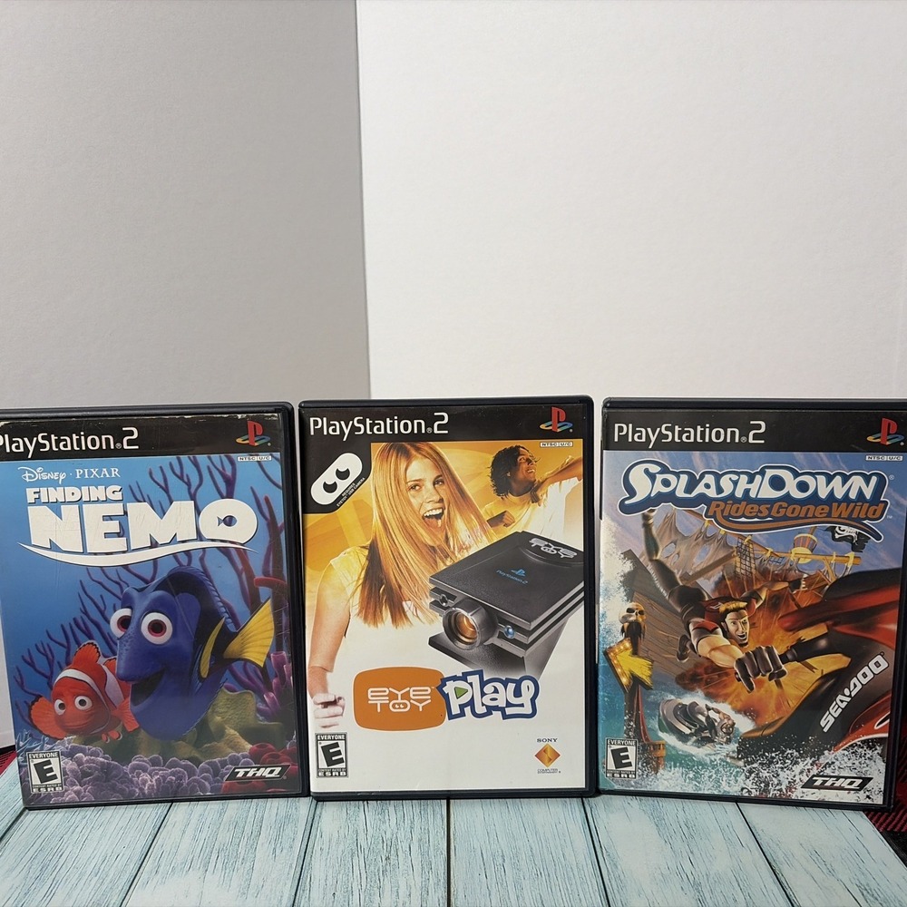 Sony PlayStation 2 Game Lot Finding Nemo EyeToy Play Splashdown Rides Gone Wild